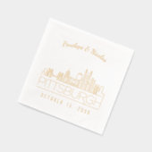 ゴールドフォイルパーソナライズされたピッツバ結婚ーグナプキンス 箔ナプキン (左)