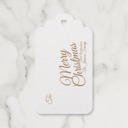 ゴールドフォイルパーソナライズされたファミリークリスマスフォイルカード ギフトタグ (裏面)