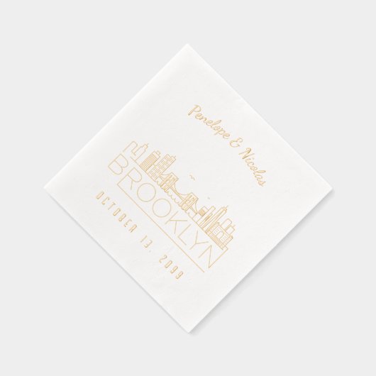 ゴールドフォイルパーソナライズされたブルックリン結婚ズナプキンス 箔ナプキン (右)