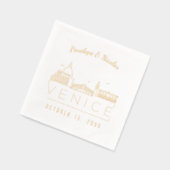 ゴールドフォイルパーソナライズされたベニス結婚ナプキンス 箔ナプキン (左)