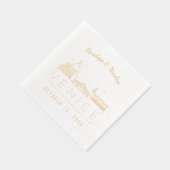 ゴールドフォイルパーソナライズされたベニス結婚ナプキンス 箔ナプキン (右)