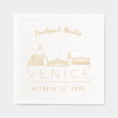 ゴールドフォイルパーソナライズされたベニス結婚ナプキンス 箔ナプキン (正面)