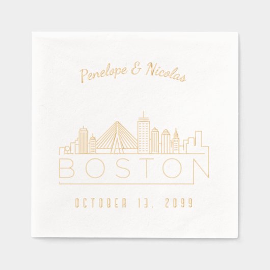 ゴールドフォイルパーソナライズされたボスト結婚ンナプキンス 箔ナプキン (正面)