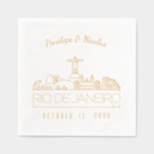 ゴールドフォイルパーソナライズされたリオデジャネイロナプキンズ 箔ナプキン (正面)