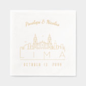 ゴールドフォイルパーソナライズされたリマ結婚ナプキンス 箔ナプキン (正面)