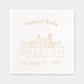 ゴールドフォイルパーソナライズされたローリー結婚ズ・ナプキンス 箔ナプキン (正面)