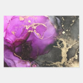 ゴールドフォイルパープルブラック ラッピングペーパーシート (正面)