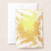 ゴールドフォイルパーム葉の文字列ライト結婚式の招待 箔カード (裏面封筒付き)