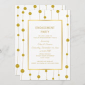 ゴールドフォイルビーズのモダンな結婚式エンゲージパーティー 招待状 (正面/裏面)
