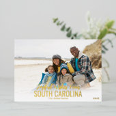 ゴールドフォイルビーチフォトクリスマスカード |お客様の州 箔シーズンカード (立ち正面)