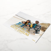 ゴールドフォイルビーチフォトクリスマスカード |お客様の州 箔シーズンカード (回転した状態)