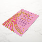 ゴールドフォイルピンクガウン60thバースデーパーティ実在ー 箔招待状 (回転した状態)