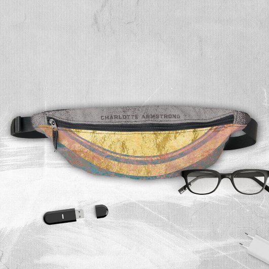 ゴールドフォイルピンクターコイズヴィンテージグランジ名 ファニーパック