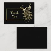 ゴールドフォイルピーコックバードサンキューカード ノートカード (正面/裏面)