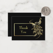 ゴールドフォイルピーコックバードサンキューカード ノートカード (正面/裏面インサイチュ)