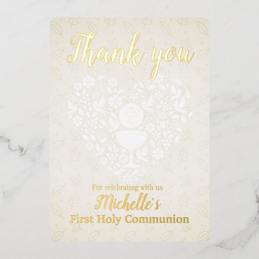 ゴールドフォイルファースト聖餐式サンキューカード 箔シーズンカード (正面)