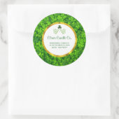 ゴールドフォイルフェイクフレームビジネス付きグリーンクローバー ラウンドシール (バッグ)