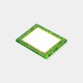 ゴールドフォイルフェイクフレーム付きグリーンクローバー ポストイット (アングル)