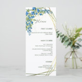 ゴールドフォイルフェイクフレーム付きブルーベ素朴リ結婚ー メニュー (スタンド正面)