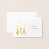 ゴールドフォイルフェスティバルクリスマスツリー 箔カード (封筒付き正面)