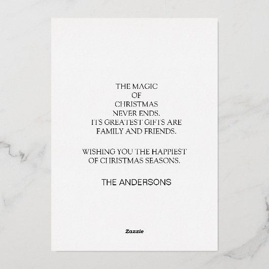 ゴールドフォイルフォトクリスマスホリデーもっとも偉大ギフト 箔シーズンカード (裏面)