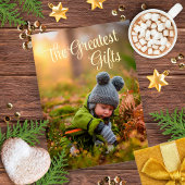 ゴールドフォイルフォトクリスマスホリデーもっとも偉大ギフト 箔シーズンカード