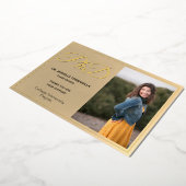 ゴールドフォイルフォトPhD卒業サンキューカード 箔招待状 (回転した状態)