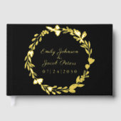 ゴールドフォイルフラワーエレガントリースブ結婚ラック ゲストブック (正面)