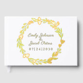 ゴールドフォイルフラワーエレガントリースホワ結婚イト ゲストブック (正面)