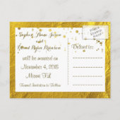 ゴールドフォイルフレーム紙吹雪結婚式の日付を保存 案内ポストカード (裏面)