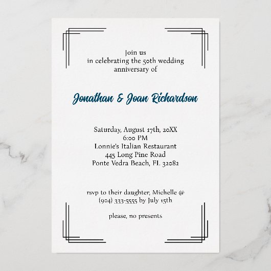 ゴールドフォイルフレーム50周年記念招待状 箔シーズンカード (裏面)