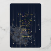 ゴールドフォイルフローラとライトネイビーエレガントな結婚式 箔招待状 (裏面)