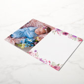 ゴールドフォイルフローラサンキューフォトベビー発表 箔招待状 (回転した状態)