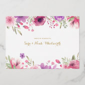 ゴールドフォイルフローラサンキューフォトベビー発表 箔招待状 (裏面)