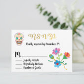 ゴールドフォイルフローラシュガースカルメキシカンフィエスタRSVP 出欠カード (スタンド正面)