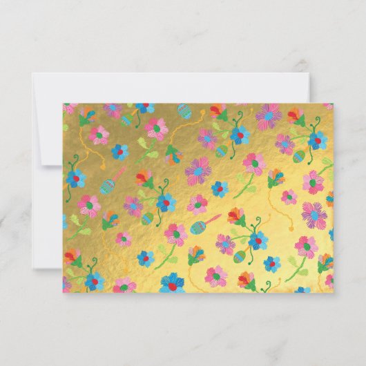 ゴールドフォイルフローラシュガースカルメキシカンフィエスタRSVP 出欠カード (裏面)