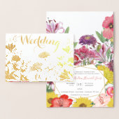 ゴールドフォイルフローラタイポグラフィ結婚式招待状 箔カード (ディスプレー)