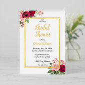 ゴールドフォイルフローラブライダルシャワー招待 箔招待状 (立ち正面)