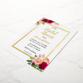 ゴールドフォイルフローラブライダルシャワー招待 箔招待状 (回転した状態)