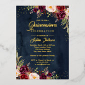 ゴールドフォイルフローラブルゴーニュ海軍金ゴールドキンセアニェラ 箔招待状 (正面)