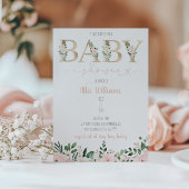 ゴールドフォイルフローラベビーガールベビーシャワー招待状 招待状