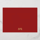 ゴールドフォイルフローラマリゴールドインディアン日付を保存 箔招待状 (裏面)