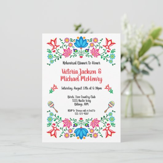 ゴールドフォイルフローラメキシカンフィエスタリハーサルディナー 招待状 (スタンド正面)