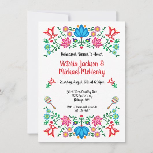 ゴールドフォイルフローラメキシカンフィエスタリハーサルディナー 招待状 (正面)