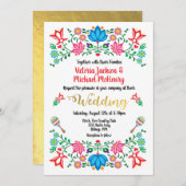 ゴールドフォイルフローラメ結婚キシカンのフェスタ 招待状 (正面/裏面)