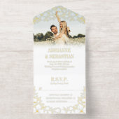 ゴールドフォイルフローララインアートフォトインフォーマル結婚ズ オールインワン招待状 (内側)