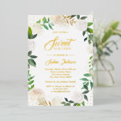 ゴールドフォイルフローラリーススウィート16ゴールデン 箔招待状 (立ち正面)