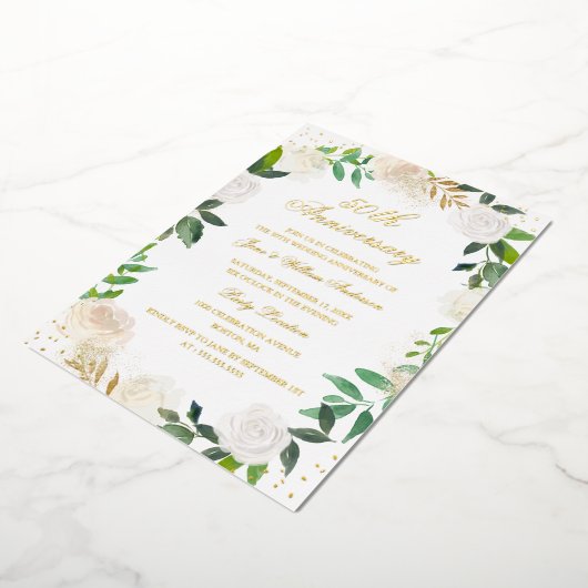 ゴールドフォイルフローラリース記念日 箔招待状 (回転した状態)