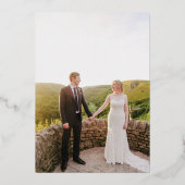 ゴールドフォイルフローラ写真の保存日付 箔招待状 (裏面)