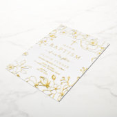 ゴールドフォイルフローラ少年または女の子バプティスゴールデン 箔招待状 (回転した状態)